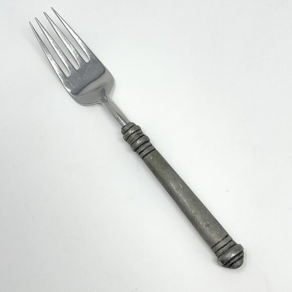 Pottery Barn 70% PEWTER Banded Handle & 18/8 Stainless Dinner Fork 8” - Picture 1 of 5